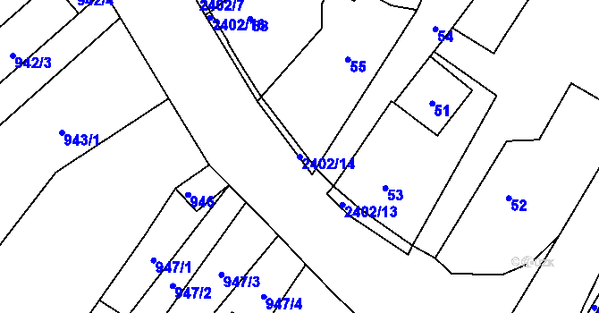 Parcela st. 2402/14 v KÚ Holice v Čechách, Katastrální mapa