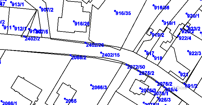 Parcela st. 2402/15 v KÚ Holice v Čechách, Katastrální mapa