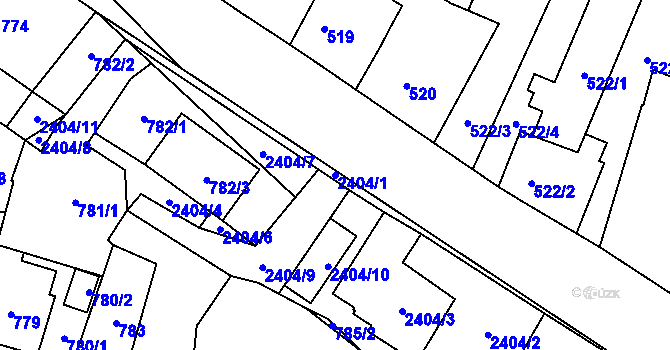Parcela st. 2404/1 v KÚ Holice v Čechách, Katastrální mapa