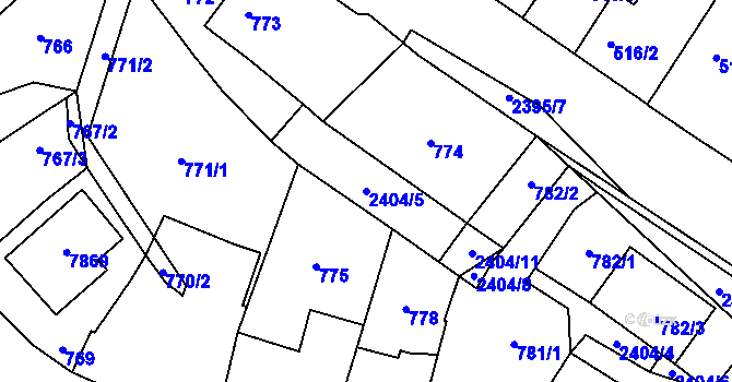 Parcela st. 2404/5 v KÚ Holice v Čechách, Katastrální mapa