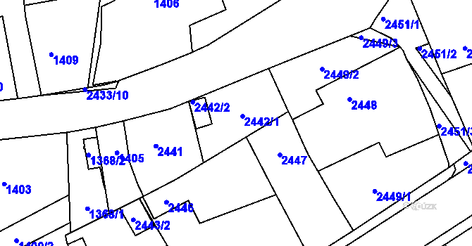 Parcela st. 2442 v KÚ Holice v Čechách, Katastrální mapa