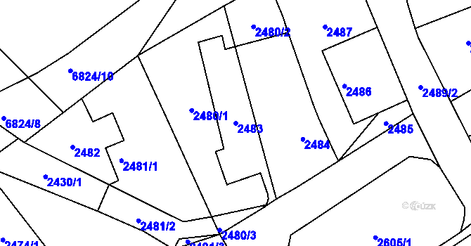 Parcela st. 2483 v KÚ Holice v Čechách, Katastrální mapa