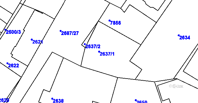 Parcela st. 2637/1 v KÚ Holice v Čechách, Katastrální mapa