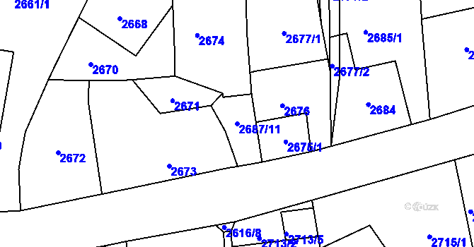 Parcela st. 2687/11 v KÚ Holice v Čechách, Katastrální mapa