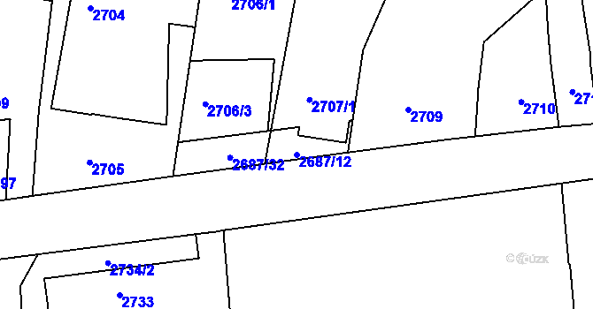 Parcela st. 2687/12 v KÚ Holice v Čechách, Katastrální mapa