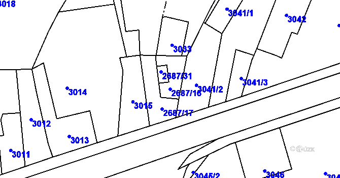 Parcela st. 2687/16 v KÚ Holice v Čechách, Katastrální mapa