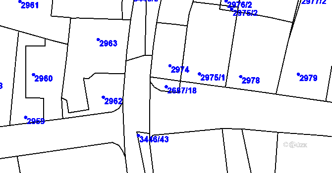 Parcela st. 2687/18 v KÚ Holice v Čechách, Katastrální mapa