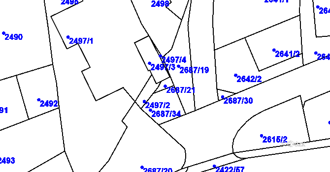 Parcela st. 2687/21 v KÚ Holice v Čechách, Katastrální mapa