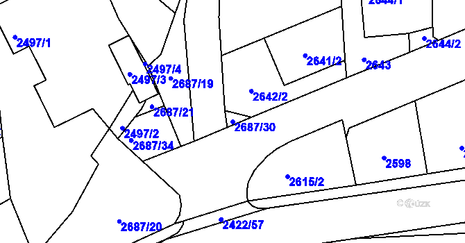 Parcela st. 2687/30 v KÚ Holice v Čechách, Katastrální mapa