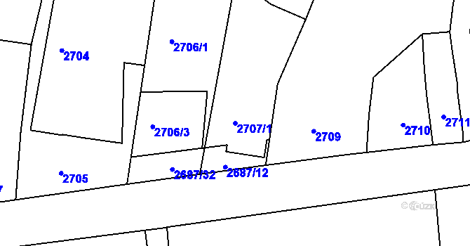 Parcela st. 2707/1 v KÚ Holice v Čechách, Katastrální mapa