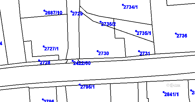 Parcela st. 2730 v KÚ Holice v Čechách, Katastrální mapa