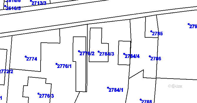 Parcela st. 2784/3 v KÚ Holice v Čechách, Katastrální mapa