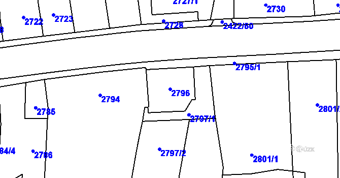 Parcela st. 2796 v KÚ Holice v Čechách, Katastrální mapa