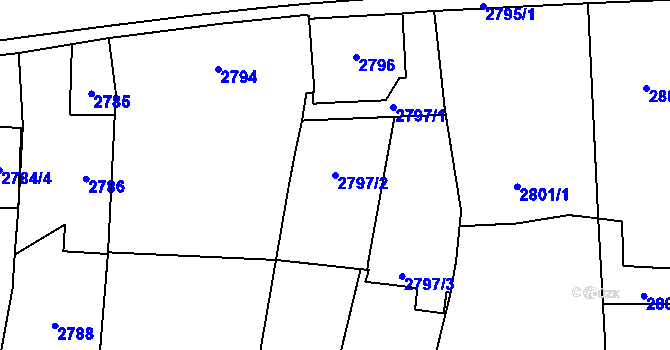 Parcela st. 2797/2 v KÚ Holice v Čechách, Katastrální mapa
