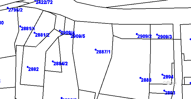 Parcela st. 2887/1 v KÚ Holice v Čechách, Katastrální mapa