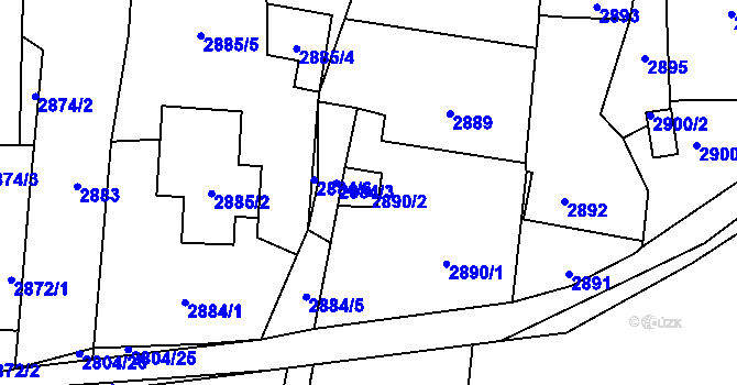 Parcela st. 2890/2 v KÚ Holice v Čechách, Katastrální mapa
