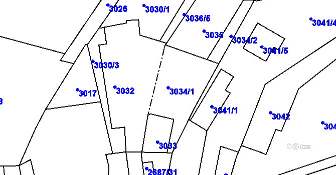 Parcela st. 3034/1 v KÚ Holice v Čechách, Katastrální mapa