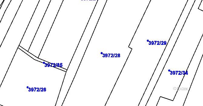 Parcela st. 3972/28 v KÚ Holice v Čechách, Katastrální mapa