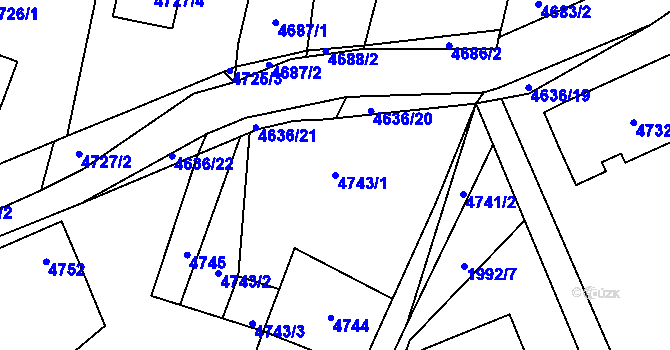 Parcela st. 4743/1 v KÚ Holice v Čechách, Katastrální mapa