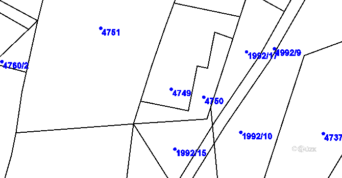 Parcela st. 4749 v KÚ Holice v Čechách, Katastrální mapa