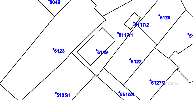 Parcela st. 5119 v KÚ Holice v Čechách, Katastrální mapa