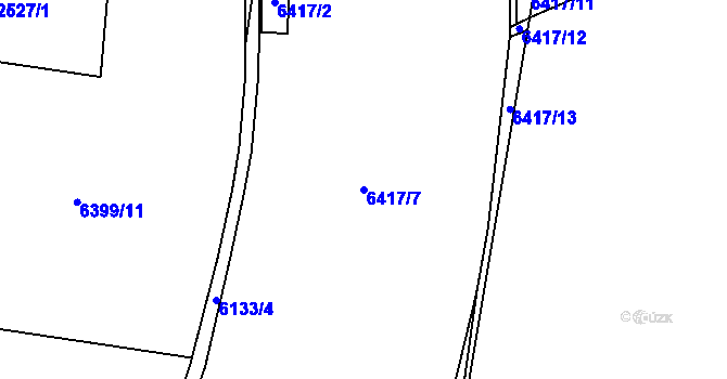 Parcela st. 6417/7 v KÚ Holice v Čechách, Katastrální mapa