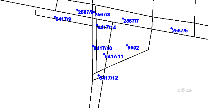 Parcela st. 6417/11 v KÚ Holice v Čechách, Katastrální mapa