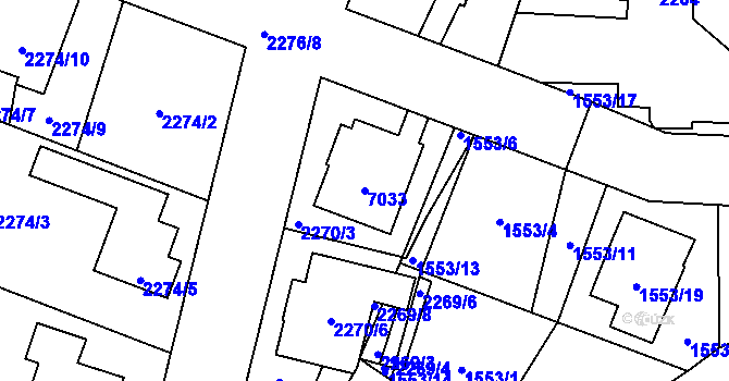 Parcela st. 7033 v KÚ Holice v Čechách, Katastrální mapa