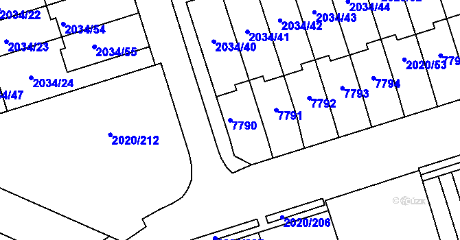 Parcela st. 7790 v KÚ Holice v Čechách, Katastrální mapa