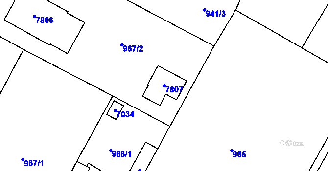 Parcela st. 7807 v KÚ Holice v Čechách, Katastrální mapa