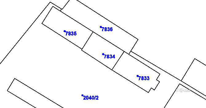 Parcela st. 7834 v KÚ Holice v Čechách, Katastrální mapa