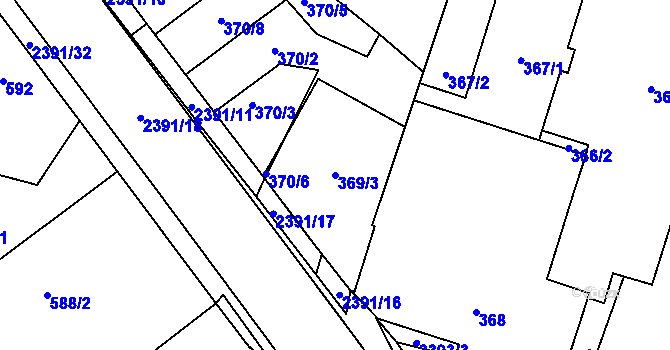Parcela st. 369/3 v KÚ Holice v Čechách, Katastrální mapa