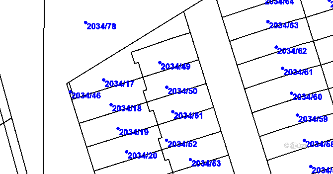 Parcela st. 2034/50 v KÚ Holice v Čechách, Katastrální mapa
