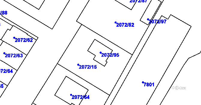 Parcela st. 2072/95 v KÚ Holice v Čechách, Katastrální mapa