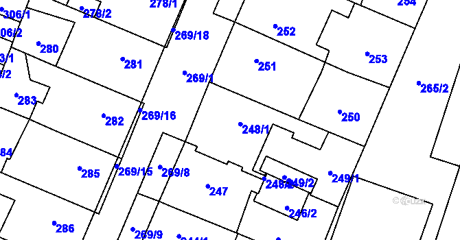 Parcela st. 248/1 v KÚ Holice v Čechách, Katastrální mapa