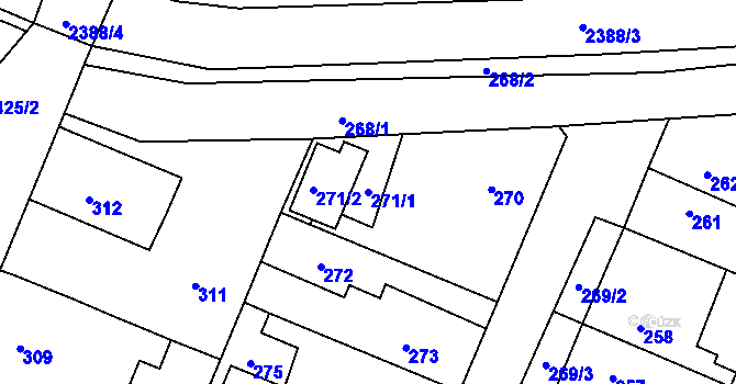 Parcela st. 271/1 v KÚ Holice v Čechách, Katastrální mapa
