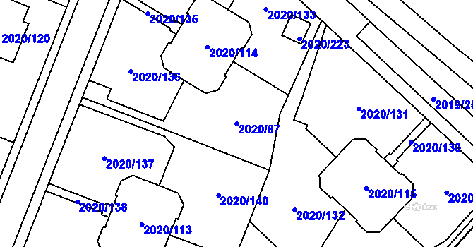 Parcela st. 2020/87 v KÚ Holice v Čechách, Katastrální mapa
