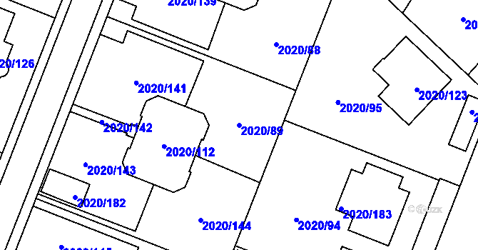 Parcela st. 2020/89 v KÚ Holice v Čechách, Katastrální mapa