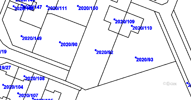 Parcela st. 2020/92 v KÚ Holice v Čechách, Katastrální mapa