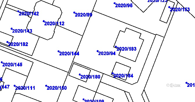 Parcela st. 2020/94 v KÚ Holice v Čechách, Katastrální mapa