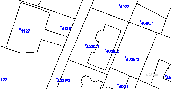 Parcela st. 4030/1 v KÚ Holice v Čechách, Katastrální mapa