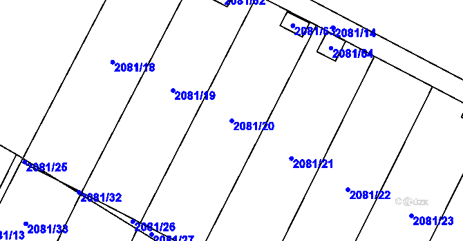 Parcela st. 2081/20 v KÚ Holice v Čechách, Katastrální mapa