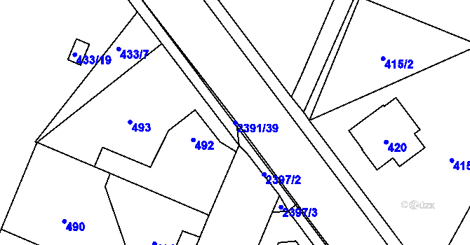 Parcela st. 2391/39 v KÚ Holice v Čechách, Katastrální mapa