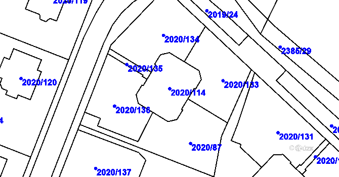 Parcela st. 2020/114 v KÚ Holice v Čechách, Katastrální mapa