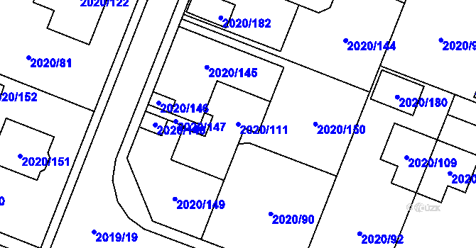 Parcela st. 2020/111 v KÚ Holice v Čechách, Katastrální mapa