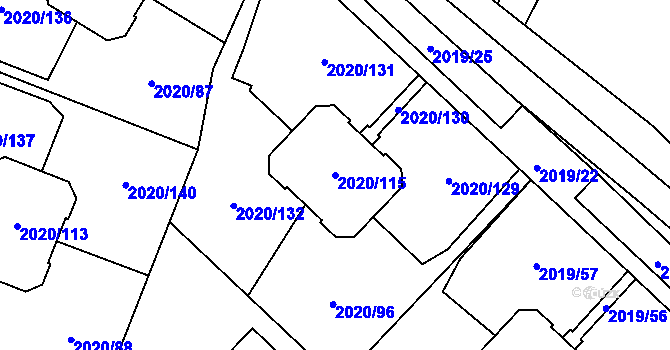 Parcela st. 2020/115 v KÚ Holice v Čechách, Katastrální mapa