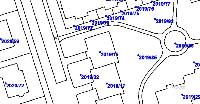Parcela st. 2019/16 v KÚ Holice v Čechách, Katastrální mapa