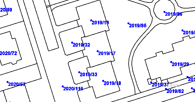 Parcela st. 2019/17 v KÚ Holice v Čechách, Katastrální mapa