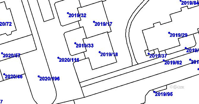 Parcela st. 2019/18 v KÚ Holice v Čechách, Katastrální mapa
