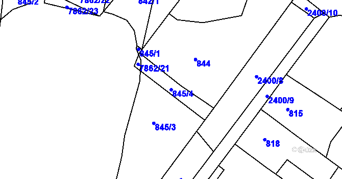 Parcela st. 845/4 v KÚ Holice v Čechách, Katastrální mapa